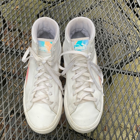 Cool Puma Iridescent Reflective White Size 6C? High Top Lace Up Sneakers! - Picture 4 of 15